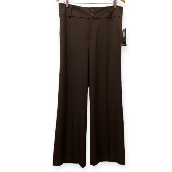 Ralph Lauren LRL NWT 10 Dress Pants High Rise Wide Leg Women’s Espresso Brown - Picture 1 of 7